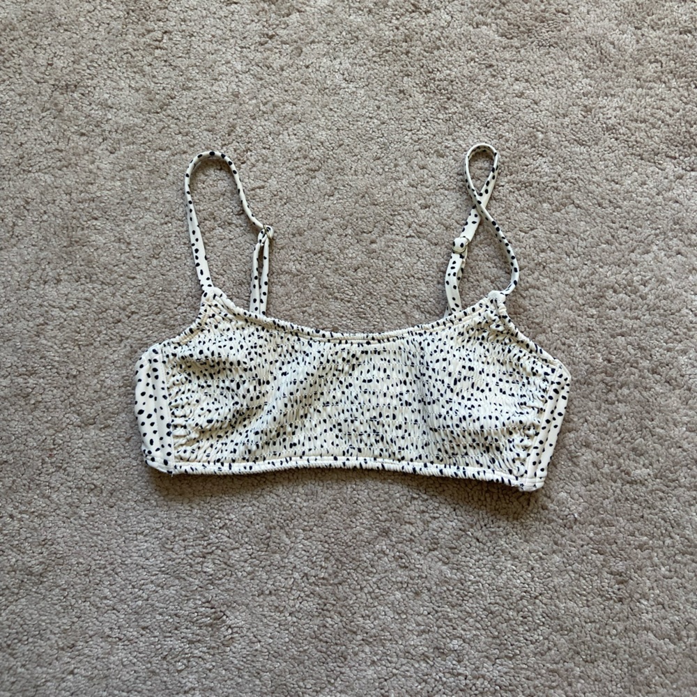 Xhilaration bikini top, cream with black dots